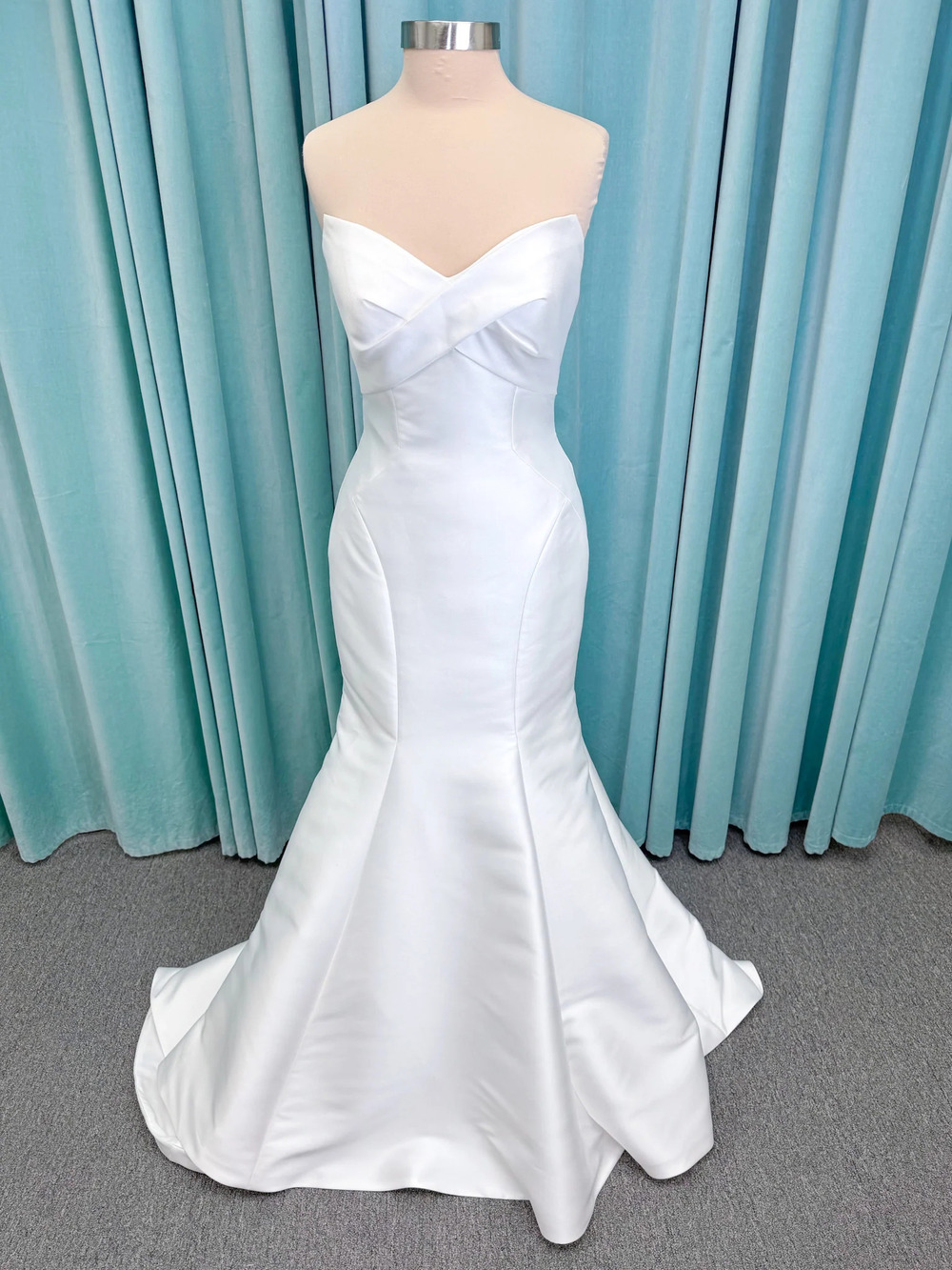 Randy Fenoli Imani Strapless Mikado Fit and Flare Wedding Dress with Back Bow